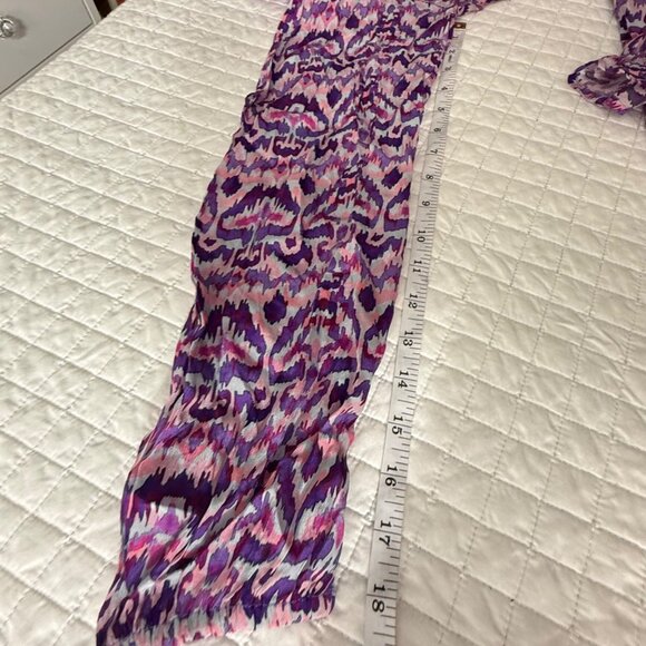 11 Uptown Dress Purple Multi-Color Abstract Print Long Sleeve, S, 64% Cupro 36% - Picture 11 of 12